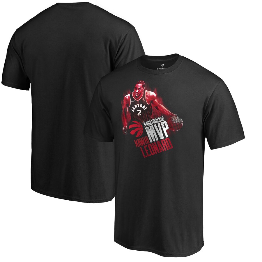 Men's Toronto Raptors #2 Kawhi Leonard Black 2019 NBA Finals Champions MVP T-Shirt